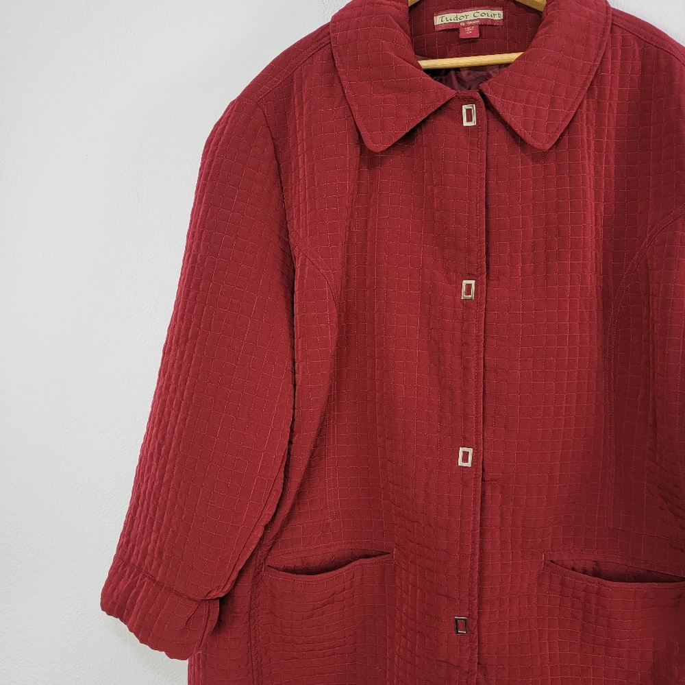 Tudor Court by Haband Red Quilted Snap Button Jacket Size 2X - Picture 11 of 14